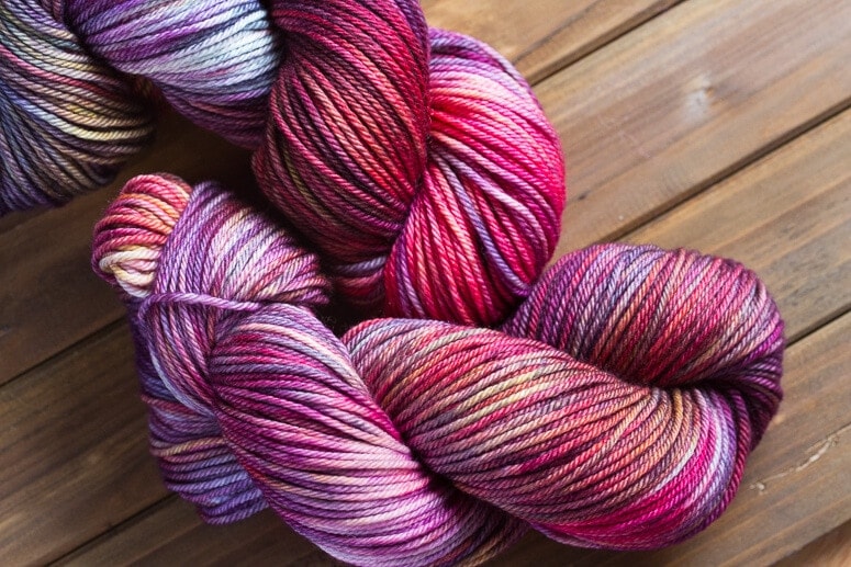 Hand-dyed Yarn for cover of "Dyeing to Spin & Knit"