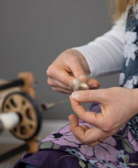 Rachel Smith spinning luxury fibres