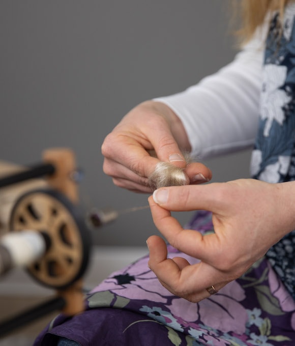 Rachel Smith spinning luxury fibres