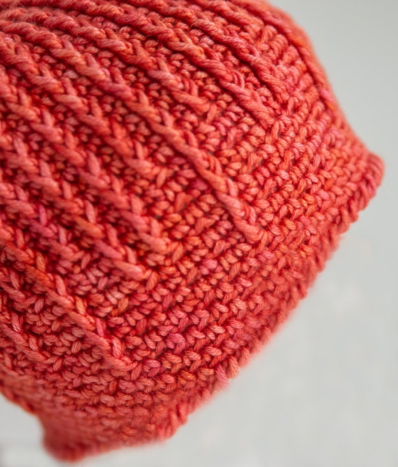 Holiday 2019 Eliora crochet hat pattern by Charlotte Lee knit in SweetGeorgia Mohair Silk DK
