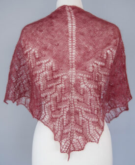 Twig Shawl design knit in SweetGeorgia Silk Mist yarn
