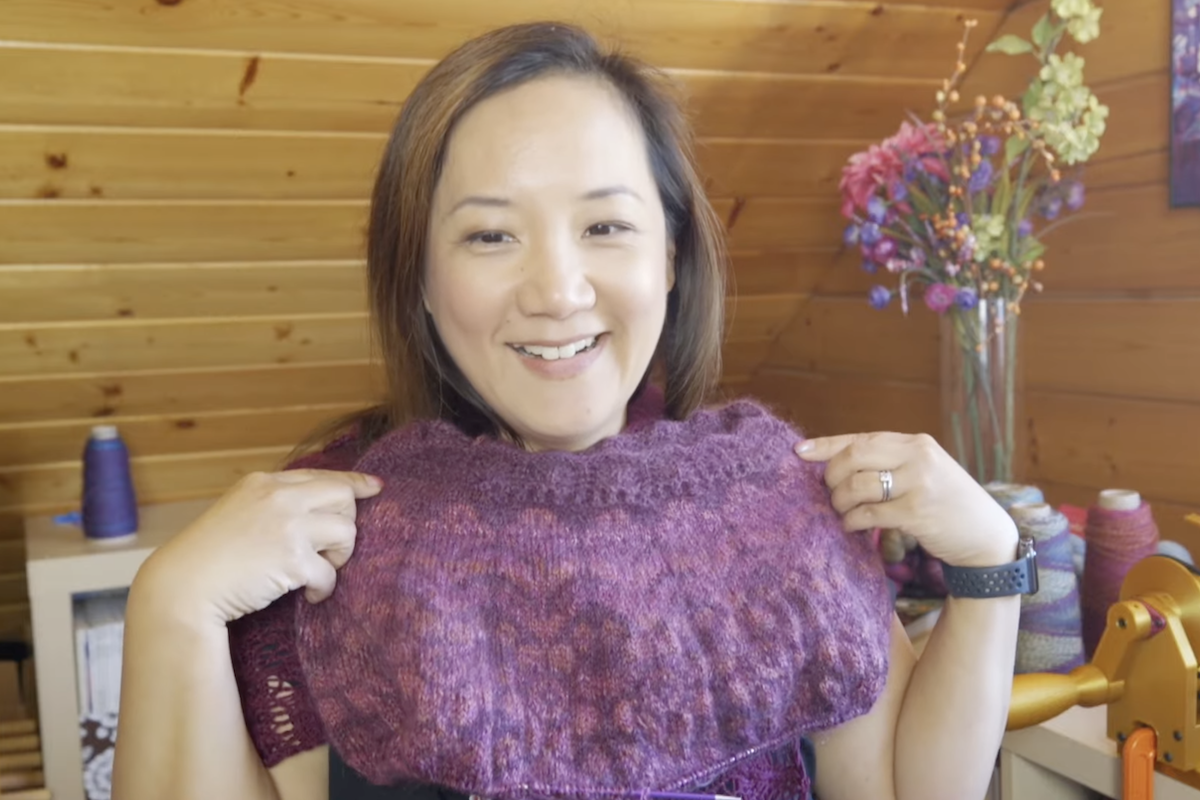 Felicia Lo at SweetGeorgia Yarns' Taking Back Friday Live knitting vlog